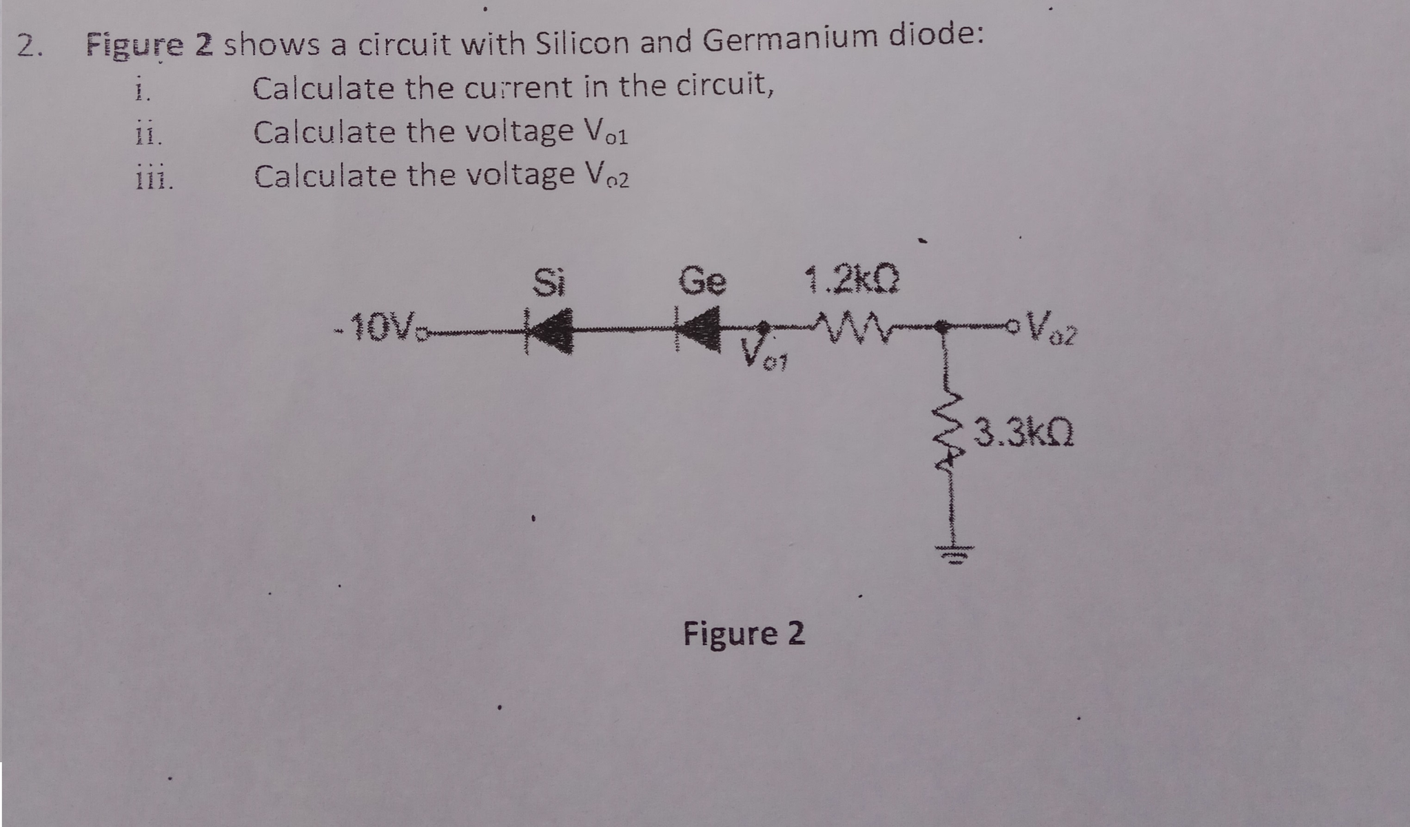 Solved Shows a circuit with Silicon and Germanium diode