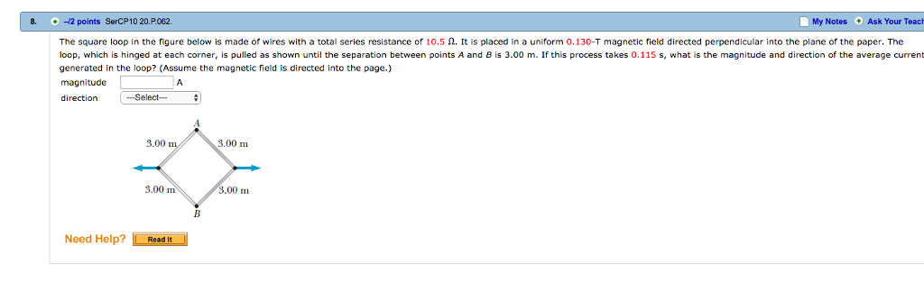Solved The square loop in the figure below is made of wires | Chegg.com
