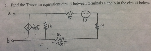 Solved 5. Find the Thevenin equivalent circuit between | Chegg.com