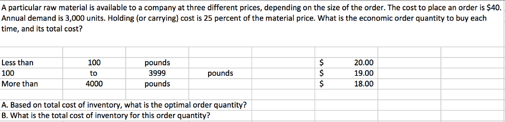 Solved A particular raw material is available to a company | Chegg.com