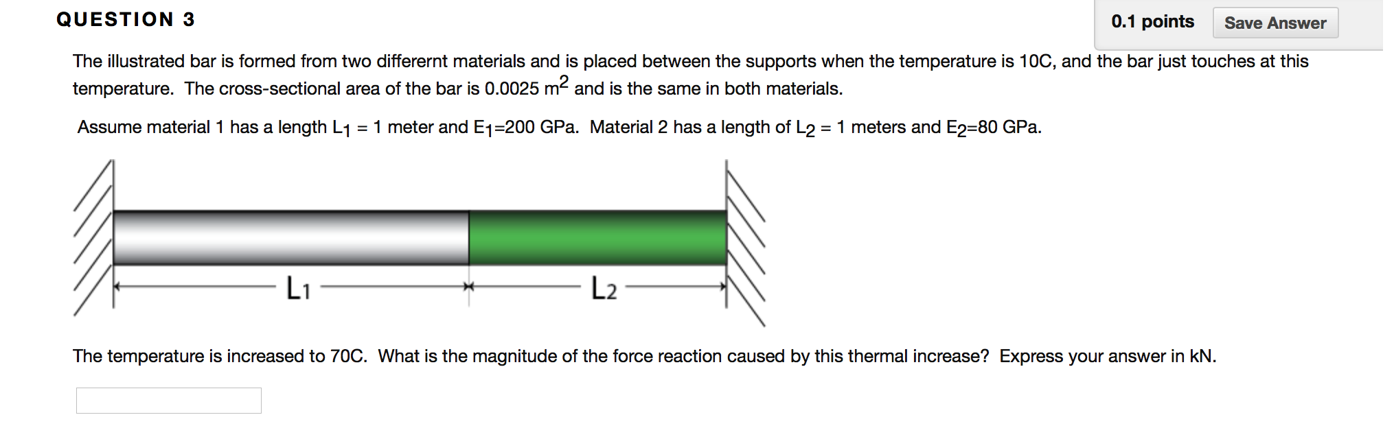 Solved The illustrated bar is formed from two different
