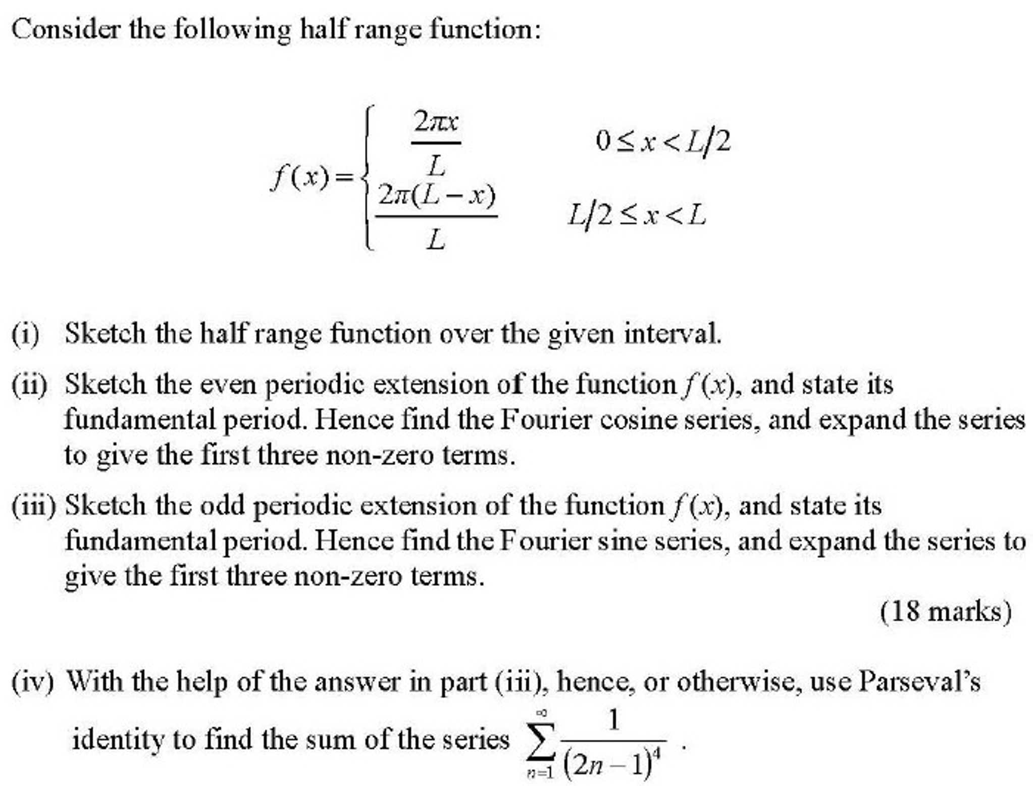 Solved Consider the following half range function f(x) =