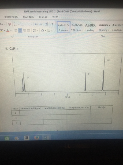 Solved NMR Worksheet