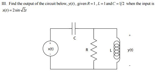 Solved Find the output of the circuit below, y(t), given R = | Chegg.com