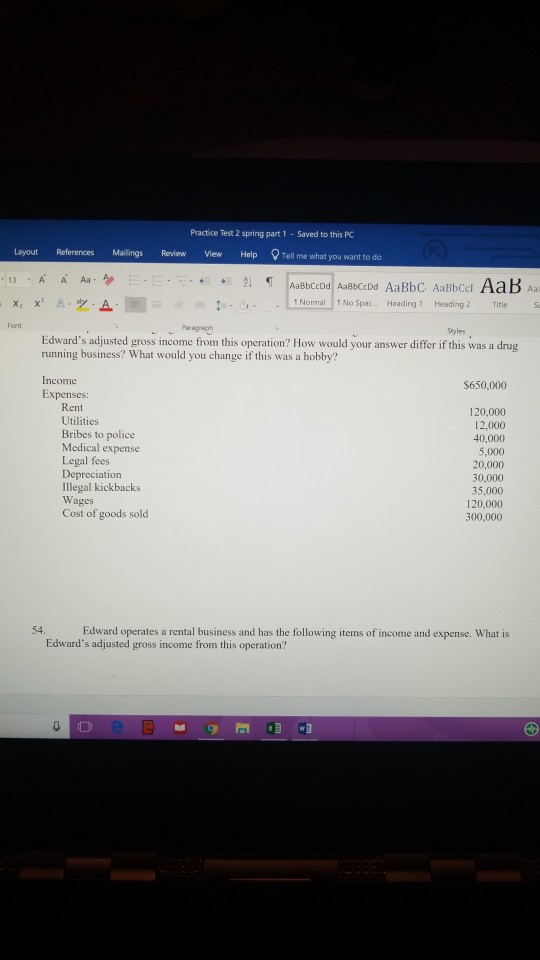 Solved Practice Test 2 spring part 1 Saved to this PC esign | Chegg.com