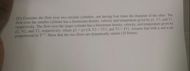 Solved Q2) Consider th flow over the smaller cylinder has a | Chegg.com