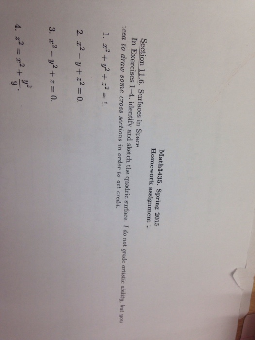 Solved Section 11.6 surfaces in space. In exercises 1-4, | Chegg.com