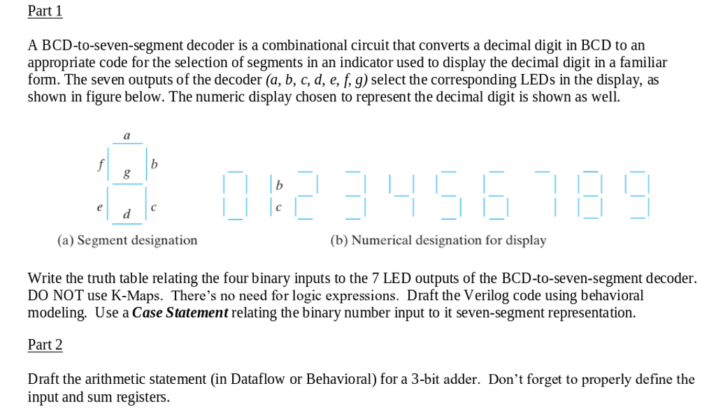 Abcd To Seven Segment Decoder Is A Combinational 1158