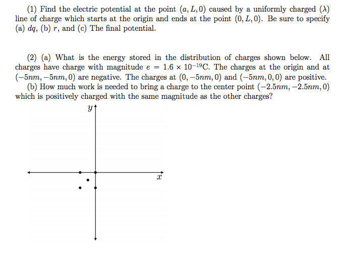 Solved (1) Find The Electric Potential At The Point Pa, L, | Chegg.com