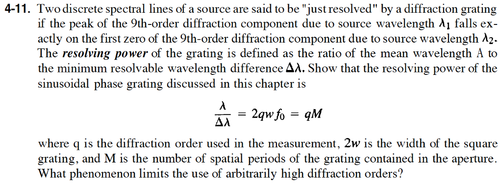 Two discrete spectral lines of a source are said to | Chegg.com