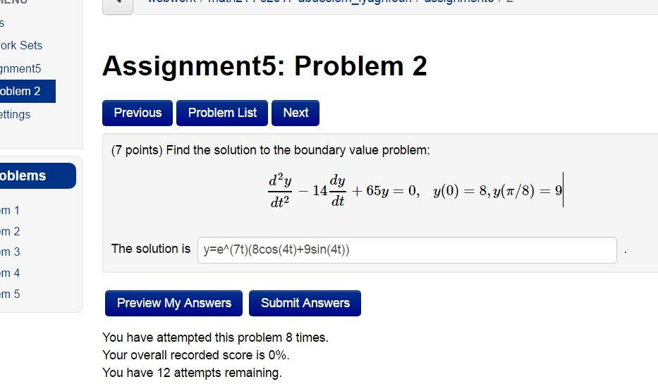 Solved Find the solution to the boundary value problem: | Chegg.com