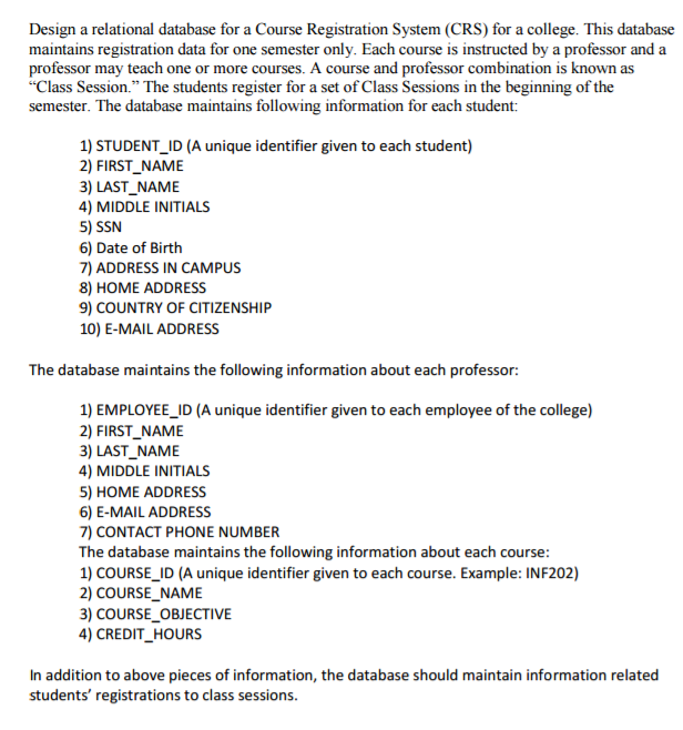 student course database example at lucas hampton blog... Solved Design a relational database for a Course | Chegg.com