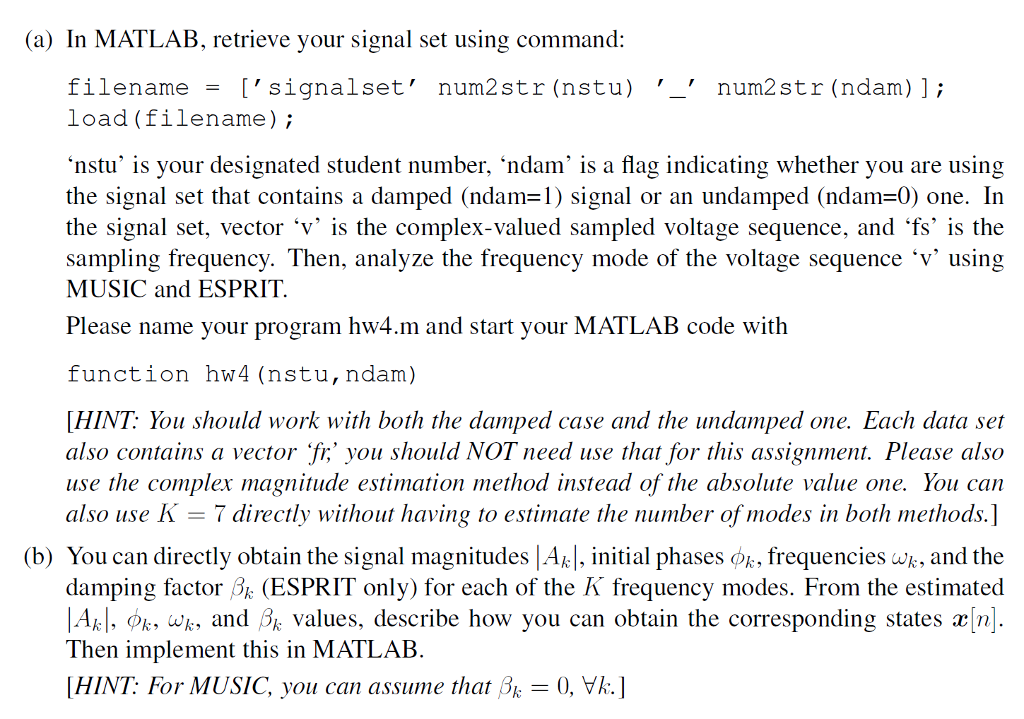 (a) In MATLAB, retrieve your signal set using | Chegg.com