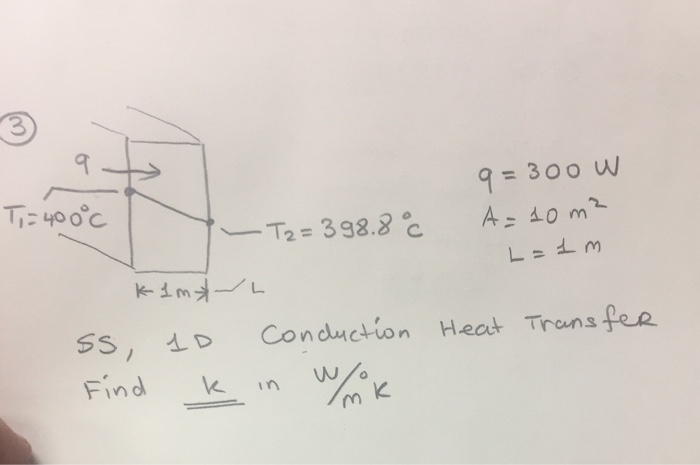 Solved Ss 1 D Conduction Heat Transfer Find K In