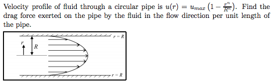 Solved Velocity profile of fluid through a circular pipe is | Chegg.com