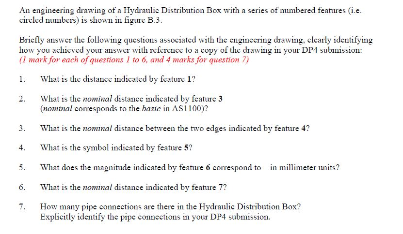 Solved An engineering drawing of a Hydraulic Distribution | Chegg.com