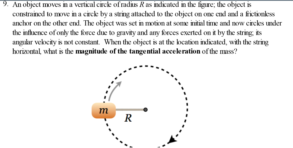 Solved 9. An object moves in a vertical circle of radius R
