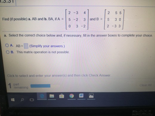 Solved 2 3 | And B # | 5 2 55 3 0 -3 3 2 -3 4 Find (if | Chegg.com