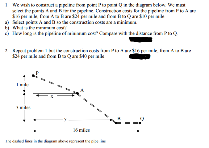 Solved We Wish To Construct A Pipeline From Point P To Point | Chegg.com