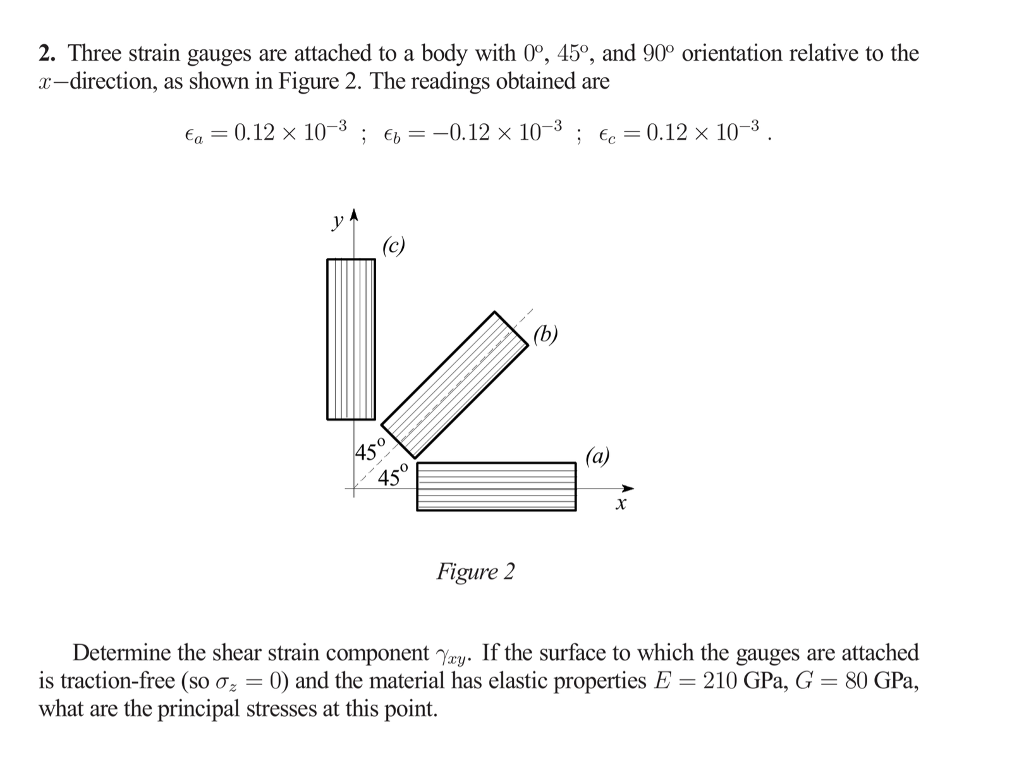 Solved Three strain gauges are attached to a body with 0 | Chegg.com