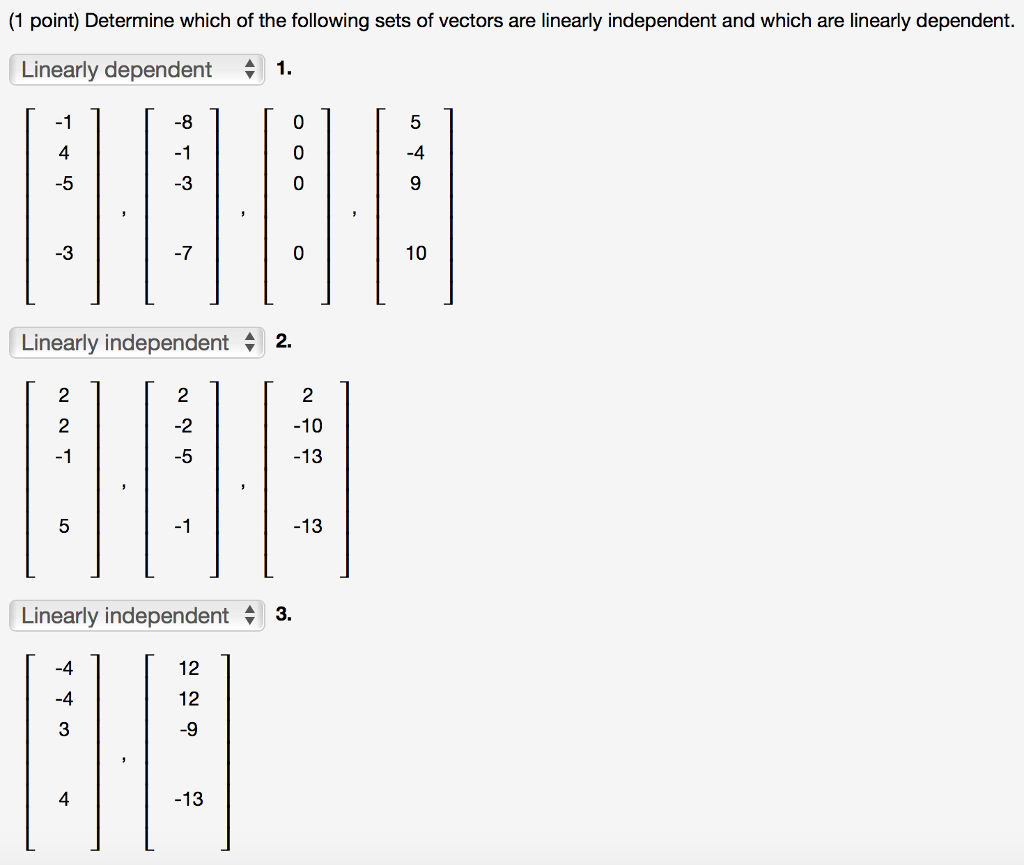 Solved 1 Point Determine Which Of The Following Sets Of