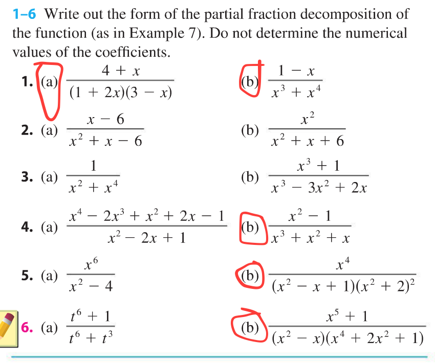 Solved 1-6 Write Out The Form Of The Partial Fraction | Chegg.com