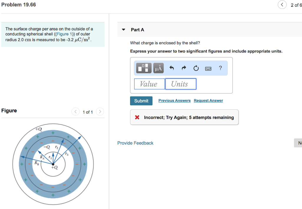 Solved Problem 19.66 2 of 6 The surface charge per area on | Chegg.com