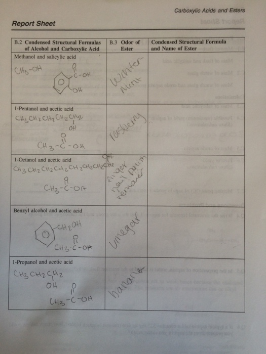 Solved Condensed structural formula and name of ester. | Chegg.com