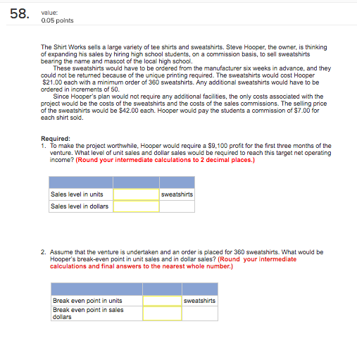 Solved The Shirt Works sells a large variety of tee shirts