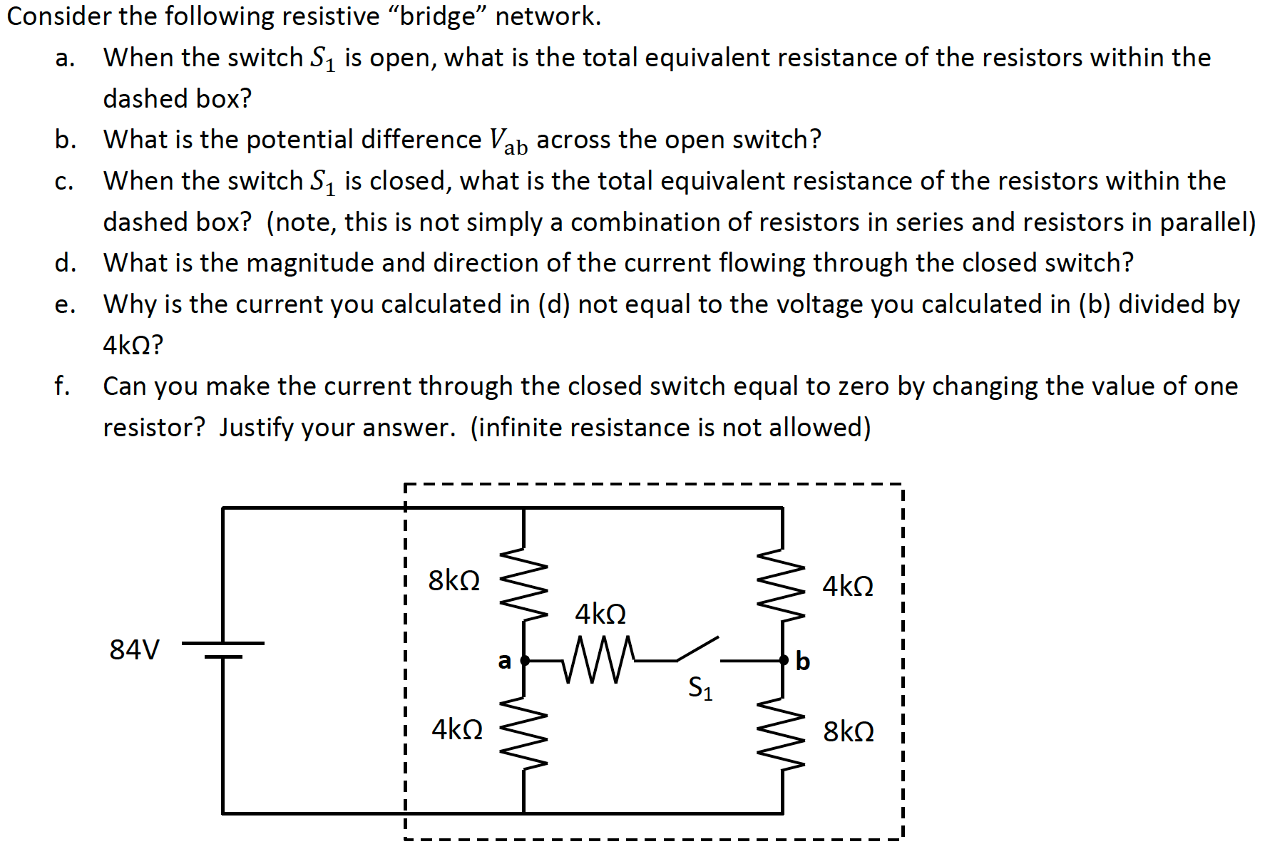 Solved Consider the following resistive bridge network. a.