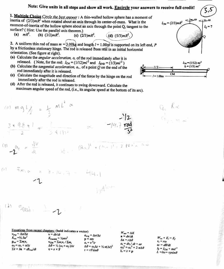 Solved Circle the best answer: A thin-walled hollow sphere | Chegg.com