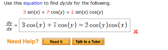 Solved Use This Equation To Find Dy Dx For The Following 3