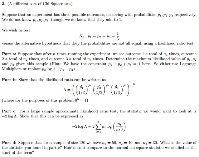 Solved Suppose That An Experiment Has Three Possible | Chegg.com