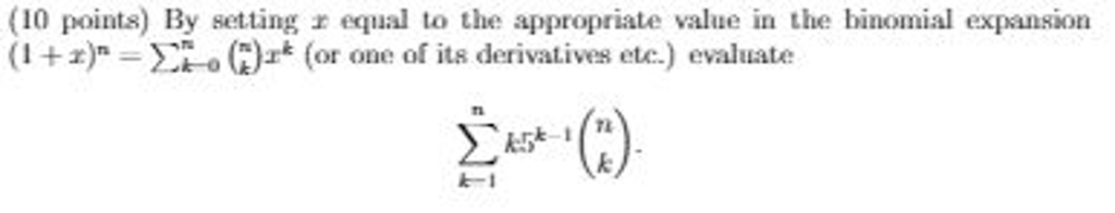 Solved By setting x equal to the appropriate value in the | Chegg.com