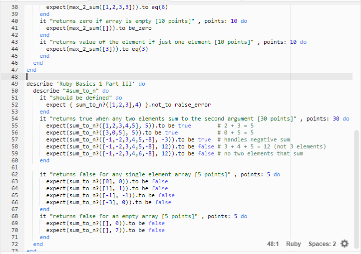 Solved 3 RSpec.configure do |configl 5 end 7 describe 'Ruby | Chegg.com