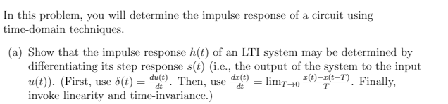 Solved Determine the impulse response of a circuit using | Chegg.com