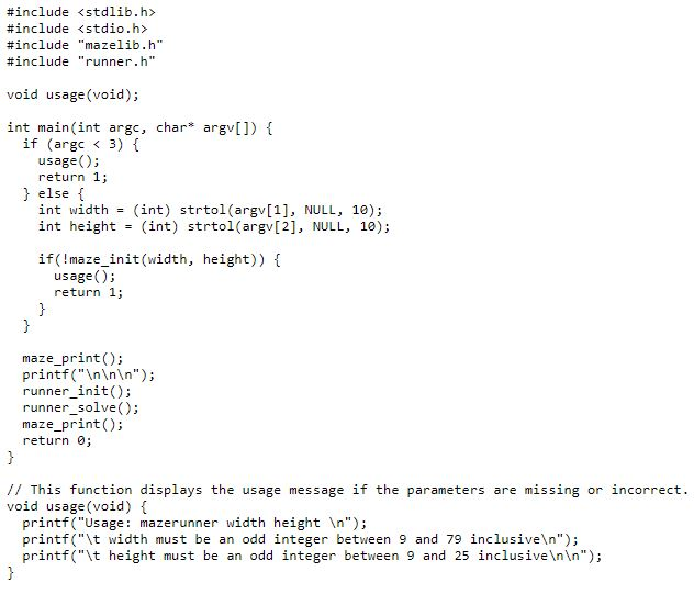 Need help coding in C for this Maze Runner Project | Chegg.com