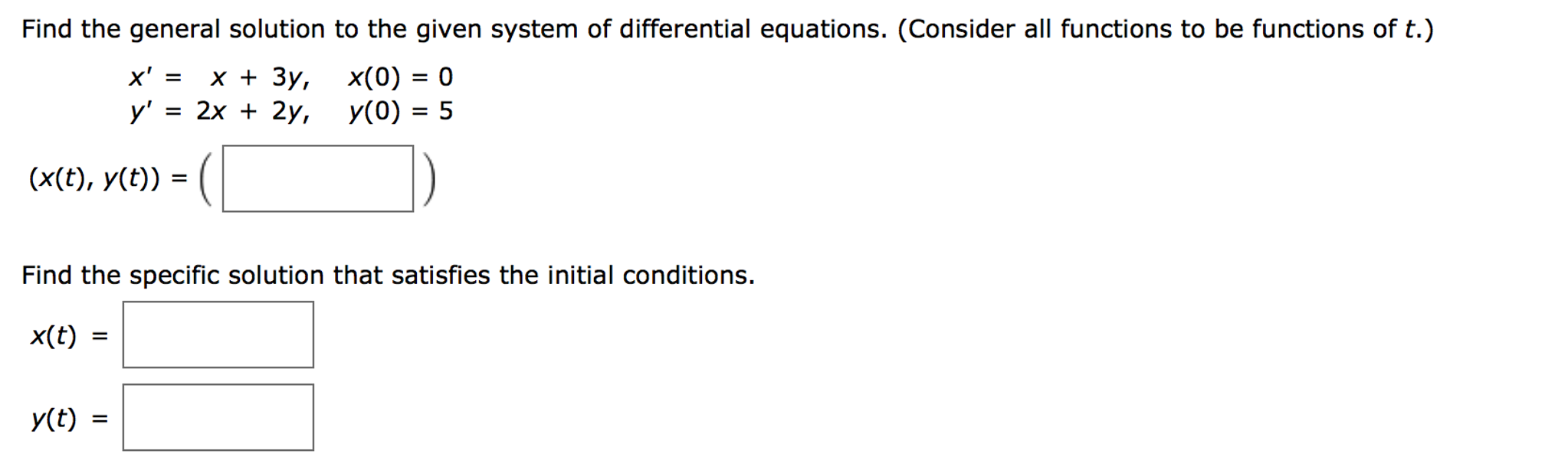 System of differential equations