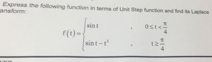 Solved Express the following function in terms of Unit step | Chegg.com