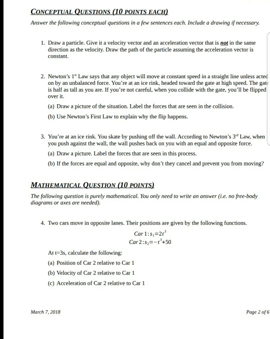 Solved Answer the following conceptual questions in a few | Chegg.com