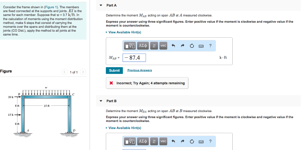 Solved Part A Consider the frame shown in (Figure 1). The | Chegg.com