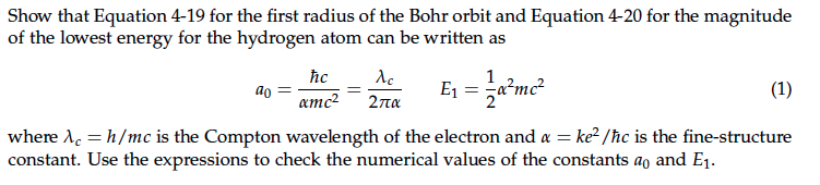 Solved Show that Equation 4-19 for the first radius of the | Chegg.com