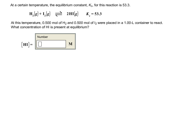 Solved At a certain temperature, the equilibrium constant, | Chegg.com