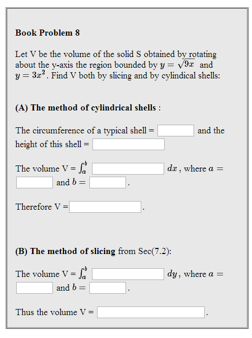 Just Need The Answer For (B): The Volume Of V= | Chegg.com