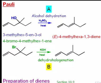 Solved Pauli Alcohol dehydration Ho H2S0 heat | Chegg.com