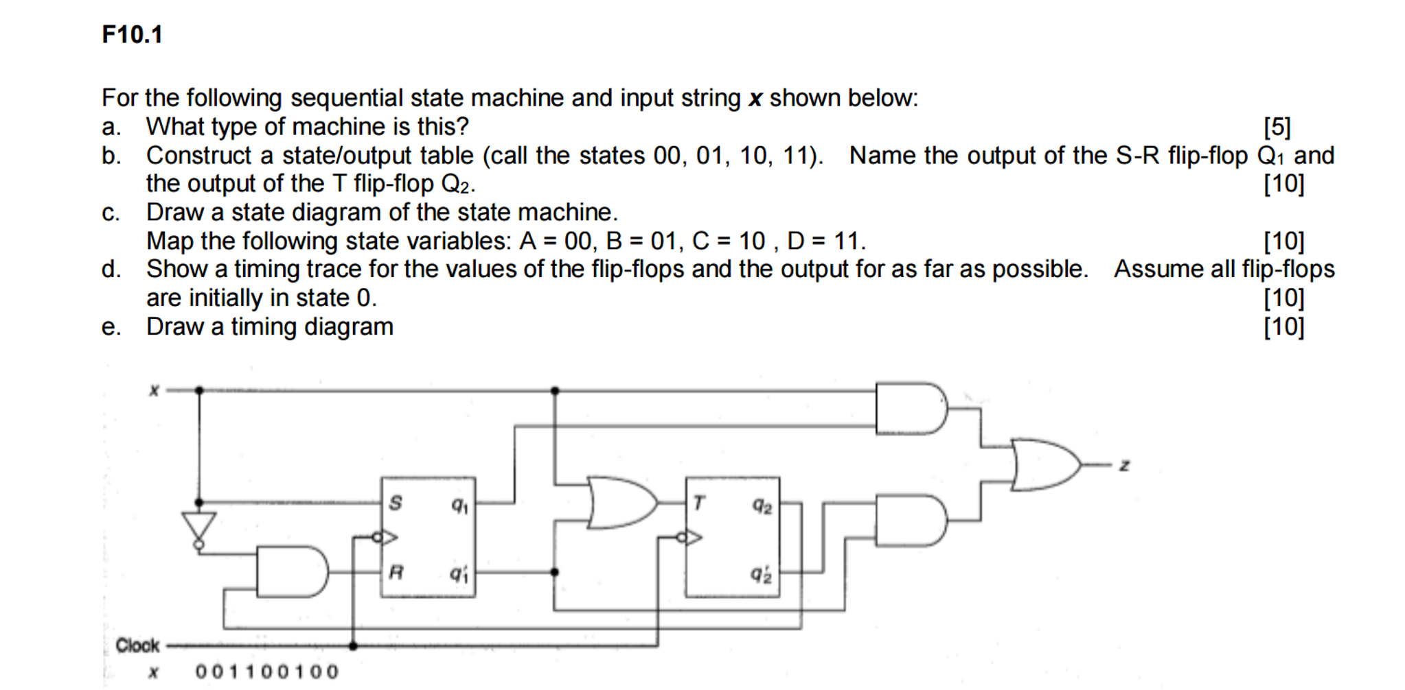 Solved For the following sequential state machine and input | Chegg.com