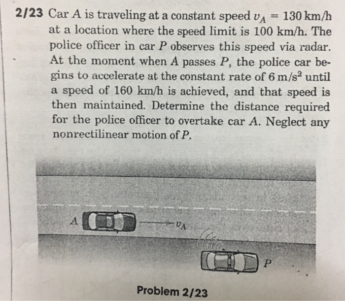 Solved Car A is traveling at a constant speed u_A = 130 km/h