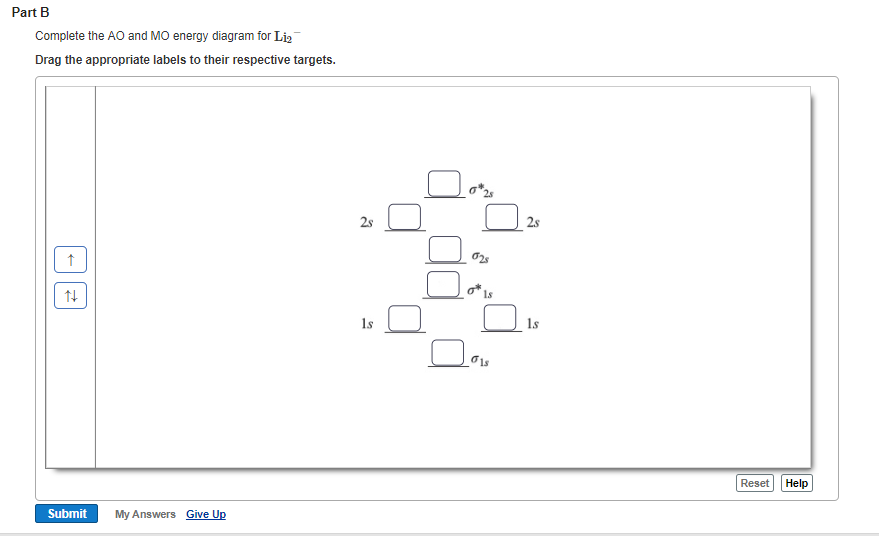 Solved Part B Complete the AO and MO energy diagram for Li2 | Chegg.com