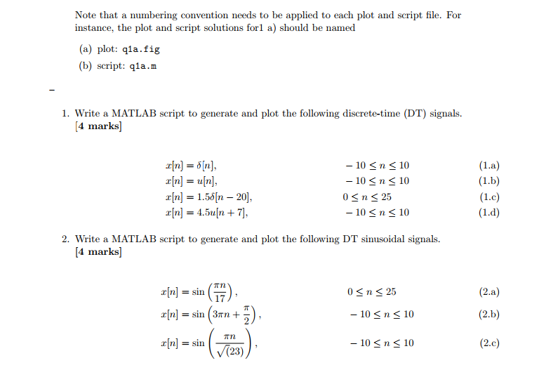 Solved Write a MATLAB script to generate and plot the | Chegg.com