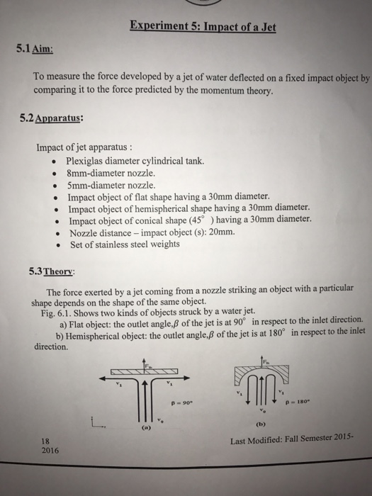 Solved Experiment 5 Impact of a Jet 5.1 Aim To measure the